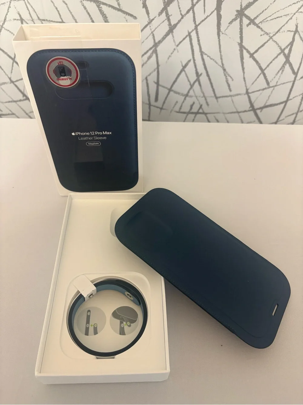 Apple Leather Sleeve with MagSafe for the iPhone 12 Pro Max in Baltic Blue